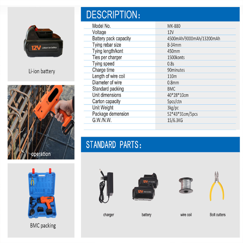 12V Automatische Wapening Tie  - Nail Gun Brad recensie en prijs